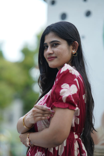 Premium Cotton Printed 3-Tier Maxi Dress | Size M-3XL FC0357