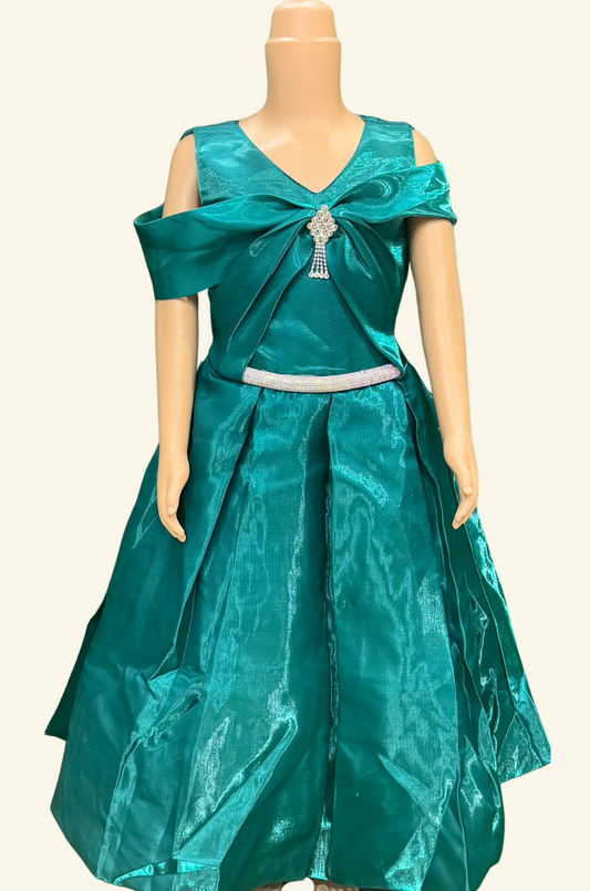 Satin Full Frock Half Shoulder 4