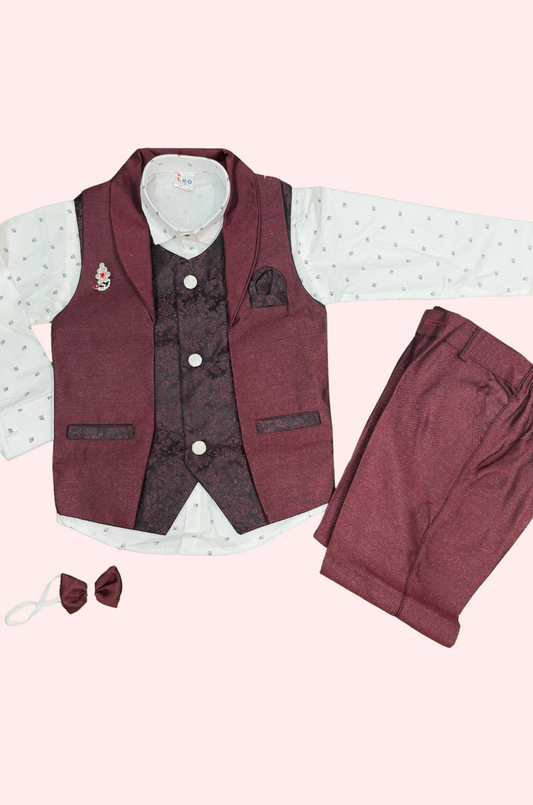 Maroon Colored Overcoat Set