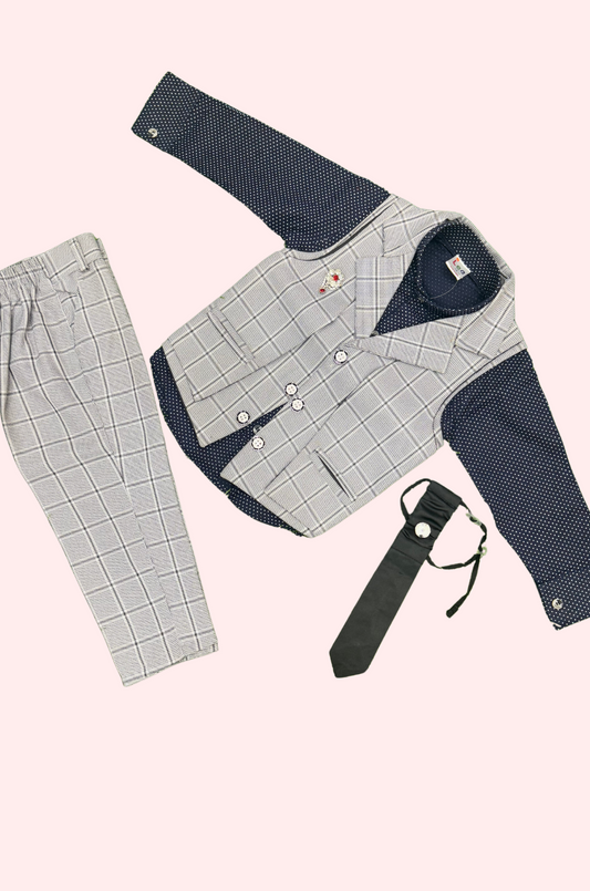 Grey Checked Overcoat