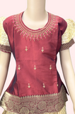 Maroon Stone worked Pattu set