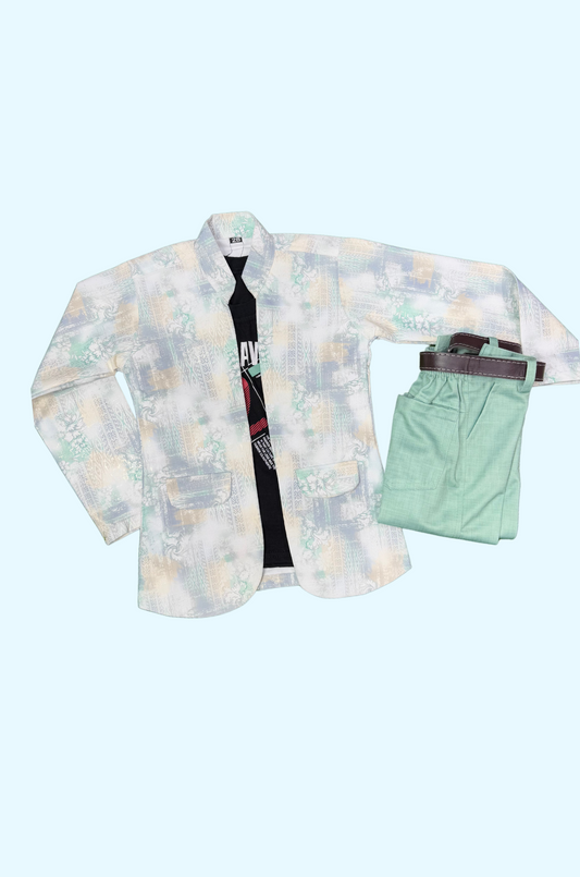 Floral Printed Overcoat Set
