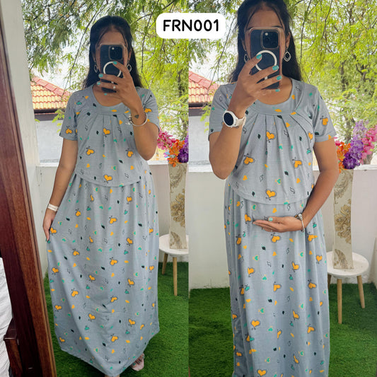 FRN001 Frill Zipless maternity/feeding Loungewear Maxi Pull up Model Buy 3@1200 free ship