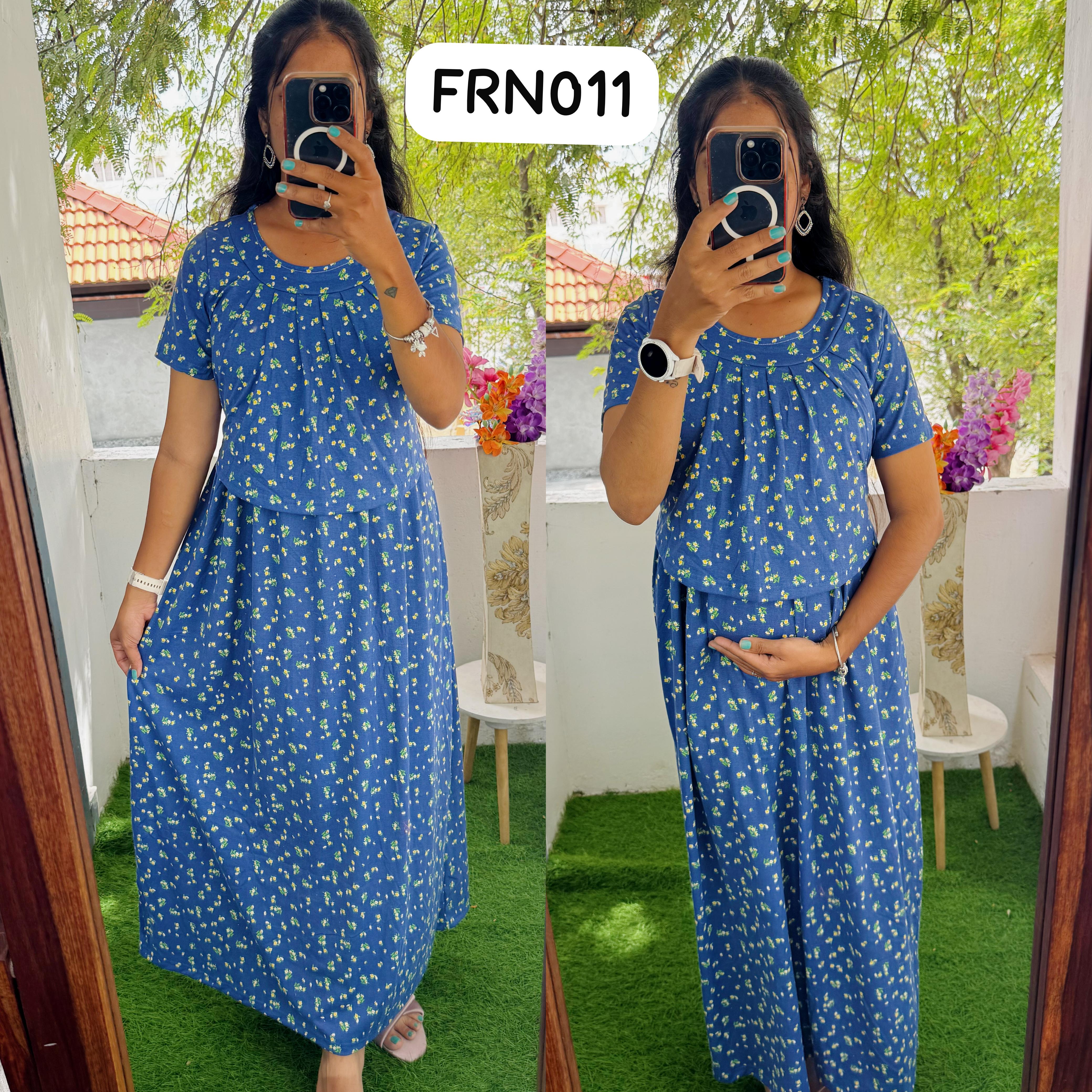 FRN011 Frill Zipless maternity/feeding  Loungewear Maxi Pull up Model Buy 3@1200 free ship
