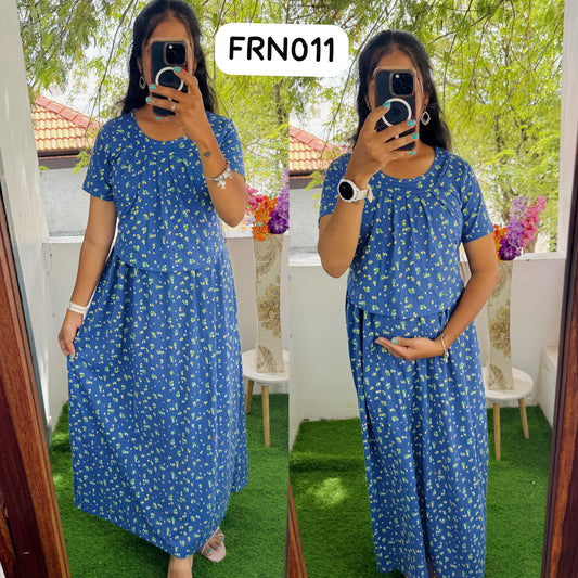 FRN011 Frill Zipless maternity/feeding  Loungewear Maxi Pull up Model Buy 3@1200 free ship