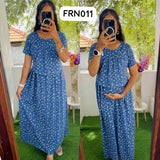 FRN011 Frill Zipless maternity/feeding  Loungewear Maxi Pull up Model Buy 3@1200 free ship