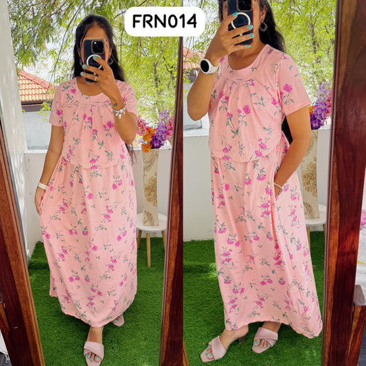 FRN014 Frill Zipless maternity/feeding Loungewear Maxi Pull up Model Buy 3@1200 free ship