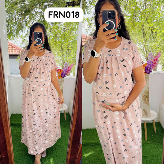 FRN016 Frill Zipless maternity/feeding Loungewear Maxi Pull up Model Buy 3@1200 free ship
