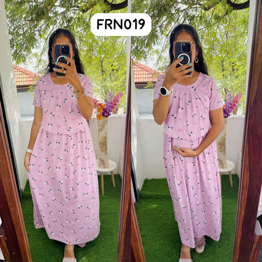FRN019 Frill Zipless maternity/feeding Loungewear Maxi Pull up Model Buy 3@1200 free ship