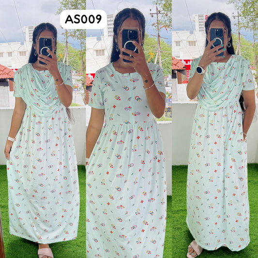 AS009- 2 in 1 Maxi with Detachable Duppatta and Centre Zip