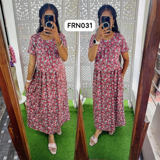 FRN031 Frill Zipless maternity/feeding Loungewear Maxi Pull up Model Buy 3@1200 free ship