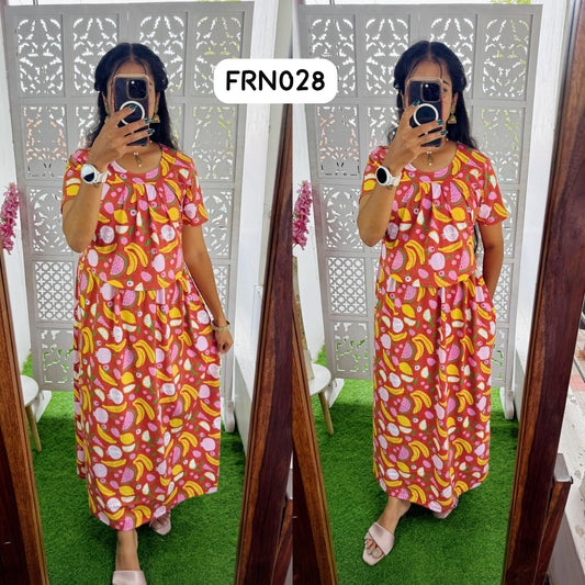 FRN028 Frill Zipless maternity/feeding Loungewear Maxi Pull up Model Buy 3@1200 free ship