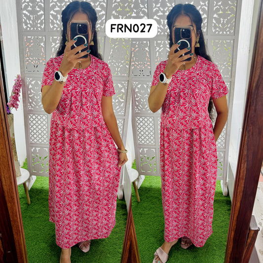FRN027 Frill Zipless maternity/feeding Loungewear Maxi Pull up Model Buy 3@1200 free ship