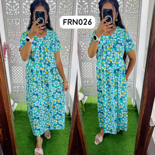 FRN026 Frill Zipless maternity/feeding Loungewear Maxi Pull up Model Buy 3@1200 free ship