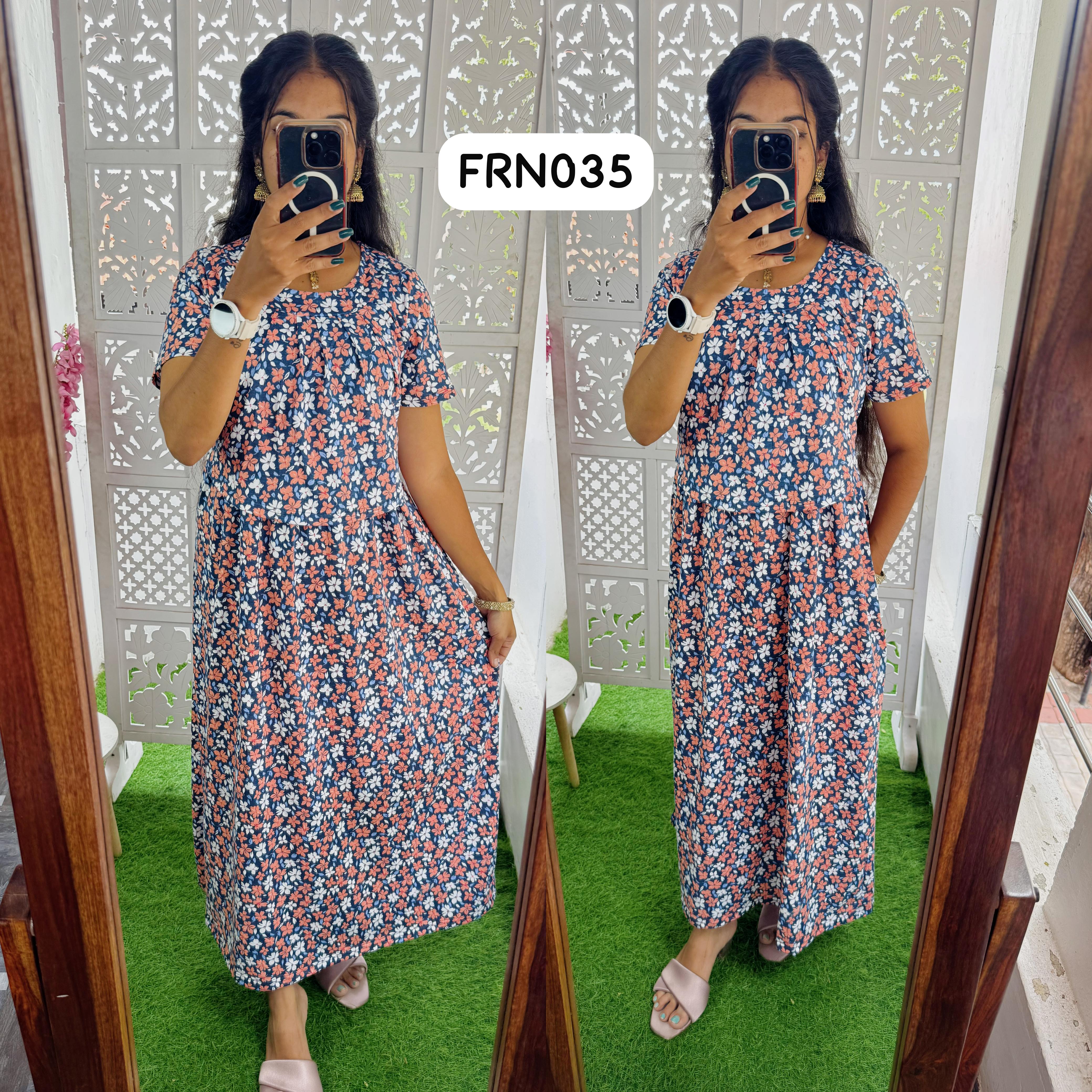FRN035 Frill Zipless maternity/feeding Loungewear Maxi Pull up Model Buy 3@1200 free ship