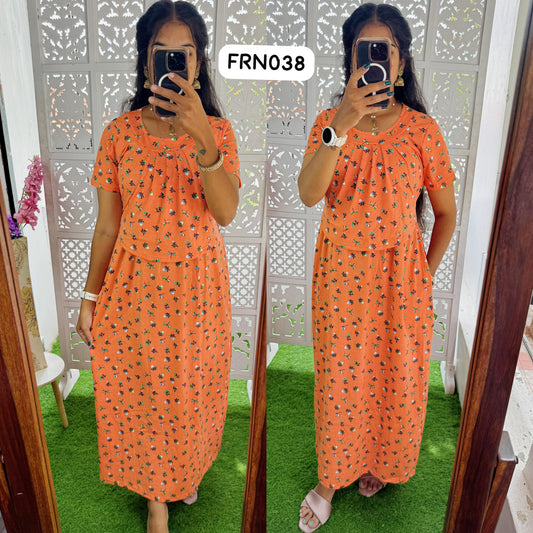 FRN038 Frill Zipless maternity/feeding Loungewear Maxi Pull up Model Buy 3@1200 free ship