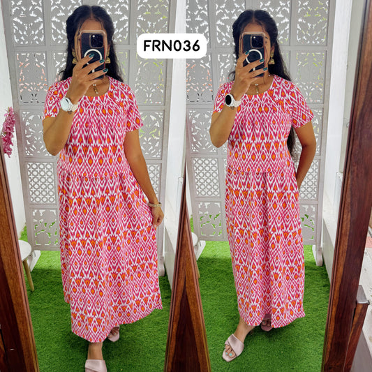 FRN036 Frill Zipless maternity/feeding Loungewear Maxi Pull up Model Buy 3@1200 free ship
