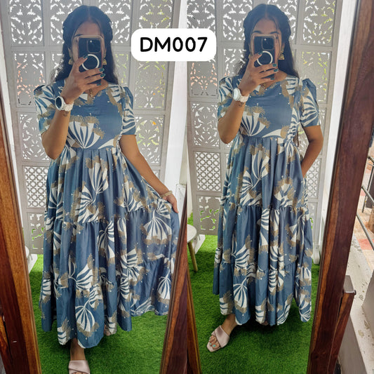 DM007 Feeding/Non Feeding Premium 3 tier Delta crepe Maxi
