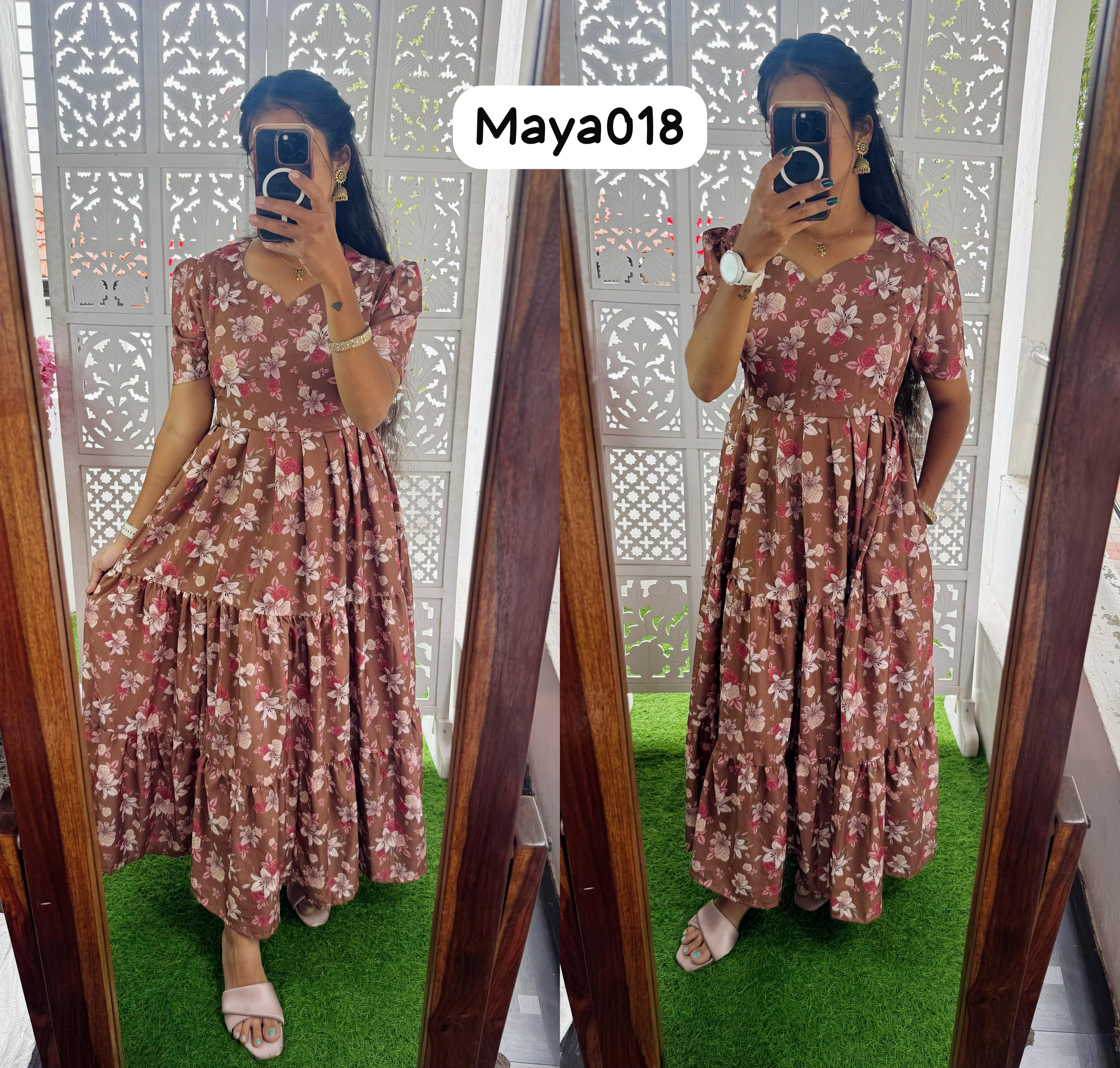 Maya018 Maxi(2nd Launch)-Feeding/Non feeding-Premium Heavy quality Georgette 3-Tier Maxi (With Lining)