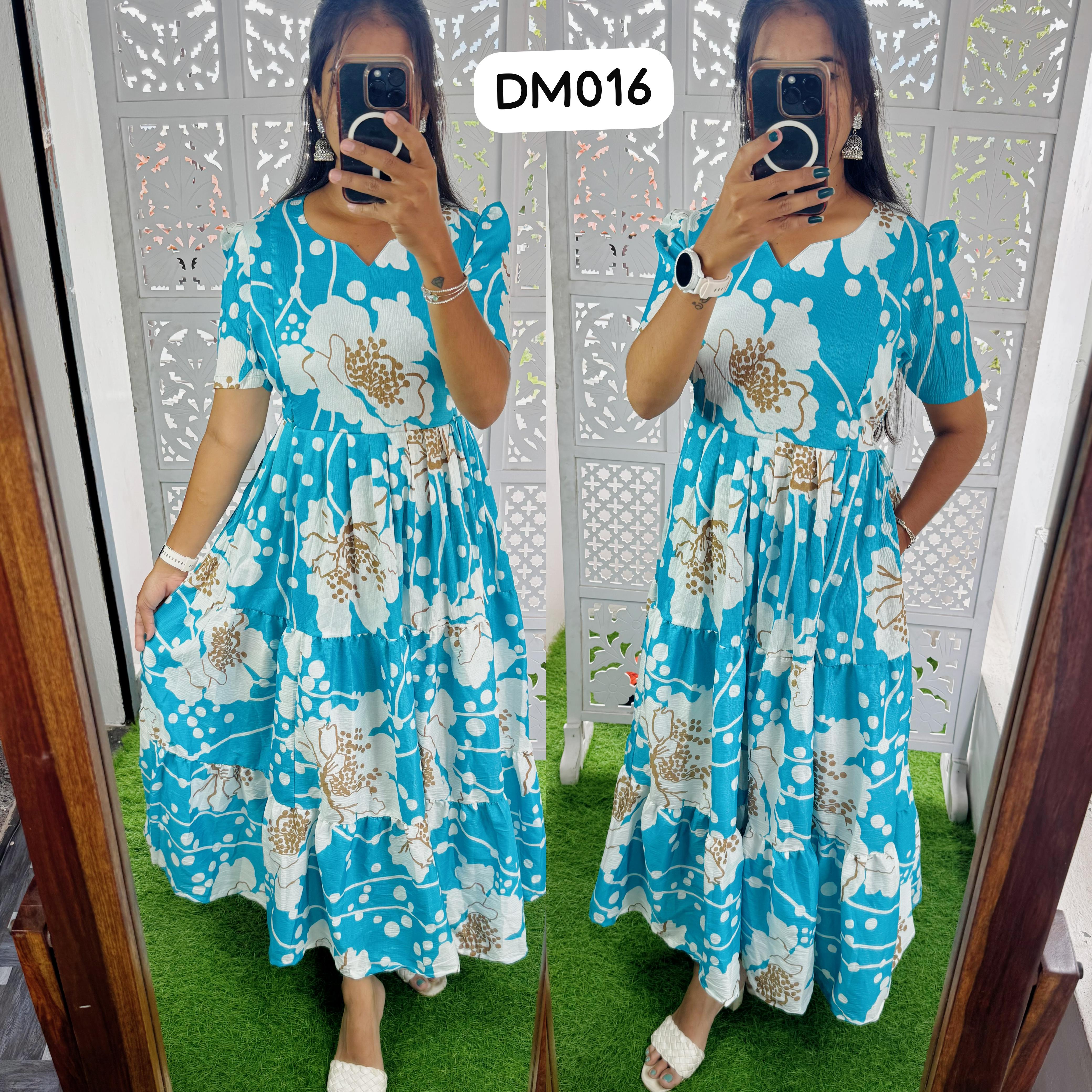 DM016 Feeding/Non Feeding Premium 3 tier Delta crepe Maxi ( with Lining)