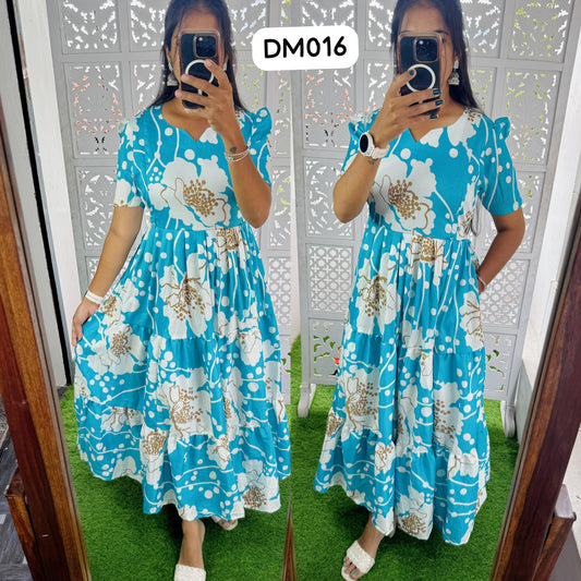 DM016 Feeding/Non Feeding Premium 3 tier Delta crepe Maxi ( with Lining)