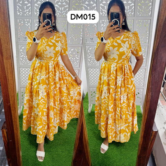 DM015 Feeding/Non Feeding Premium 3 tier Delta crepe Maxi ( with Lining)