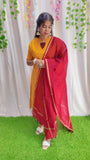 Sara Yellow-Premium Raw Silk Printed Salwar Set-(Top,Bottom,Duppatta)- Feeding/Non Feeding