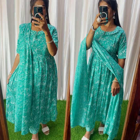 Feeding/Maternity- Pure Cotton Set (Top,Bottom and Duppatta) 004