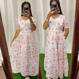 Maya021 Maxi-Feeding/Non feeding-Premium Heavy quality Georgette 3-Tier Maxi (With Lining)