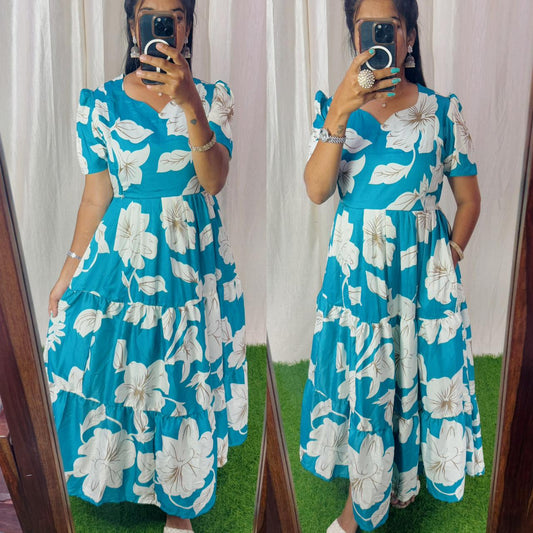 Feeding/Non Feeding Premium 3 tier Delta crepe Maxi ( with Lining) NEW