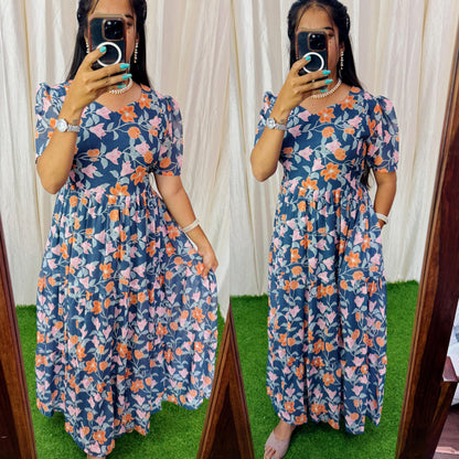 Maya Maxi-Feeding Premium Heavy quality Georgette 3-Tier Maxi (With Lining) FC0241