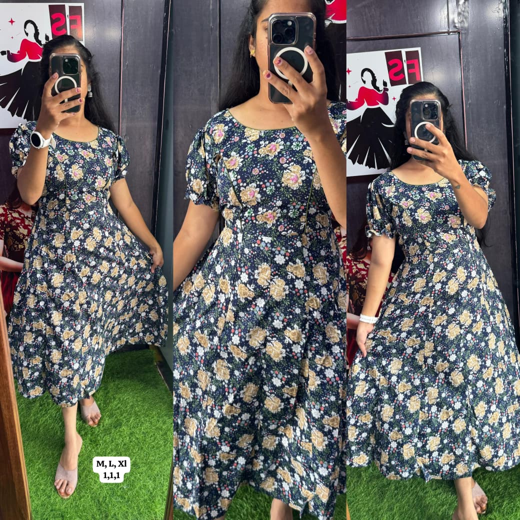 Buy 1 Get 1 Free Rayon Printed Kurti with Lining ( Non Feeding only)-022