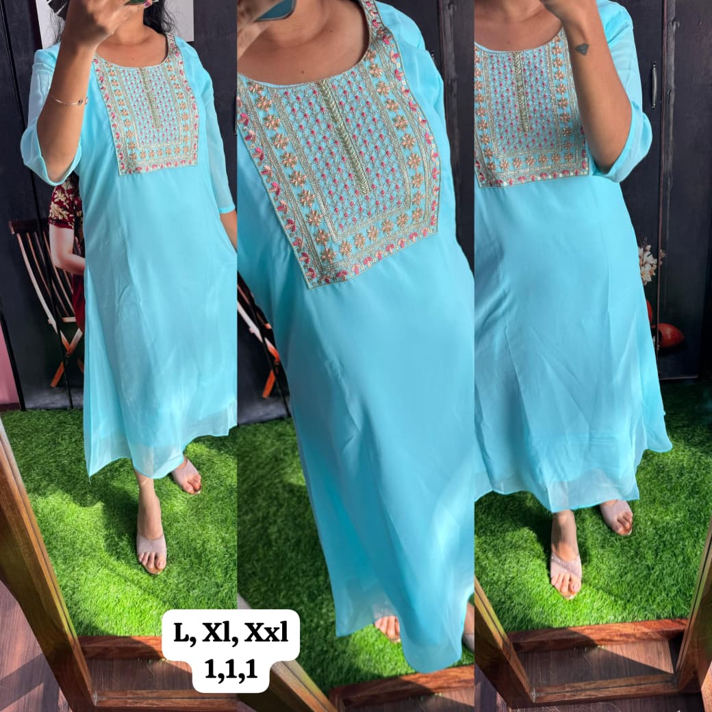 Buy 1 Get 1 Free Georgette Kurti with Lining ( Non Feeding only)-29