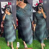 Mirror work Shimmer Georgette Dress with Lining ( Non Feeding only)-002