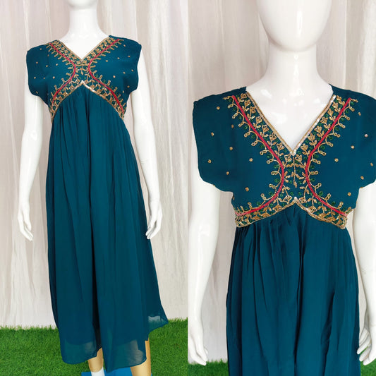 Sleeveless Handwork Georgette Dress with Lining ( Non Feeding only)-038