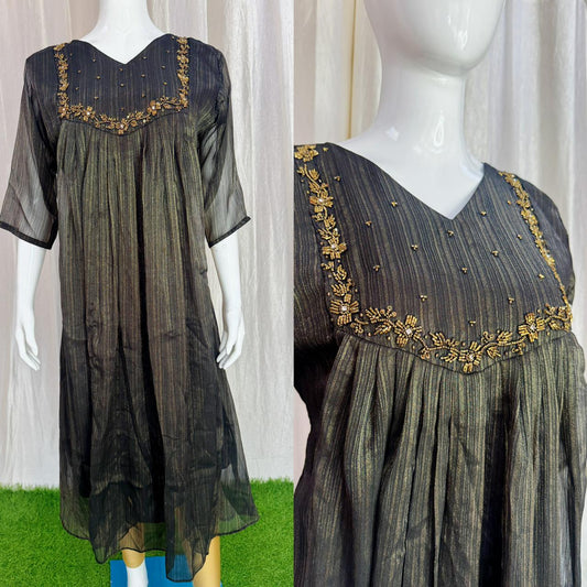 Handwork Georgette Dress with Lining ( Non Feeding only)-033