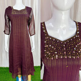 Handwork Georgette Dress with Lining ( Non Feeding only)-035