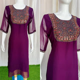 Handwork Georgette Dress with Lining ( Non Feeding only)-037