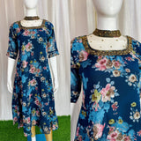 Jewel neck  Handwork Kurti with Lining ( Non Feeding only)-041