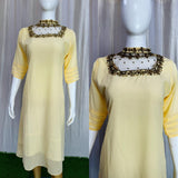 Jewel neck  Handwork Kurti with Lining ( Non Feeding only)-046