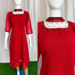 Jewel neck  Handwork Kurti with Lining ( Non Feeding only)-047