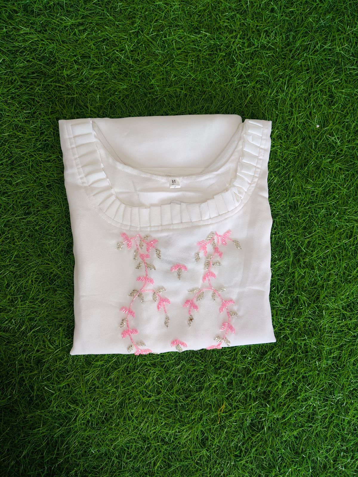 Handwork Georgette Dress with Lining ( Non Feeding only)-049