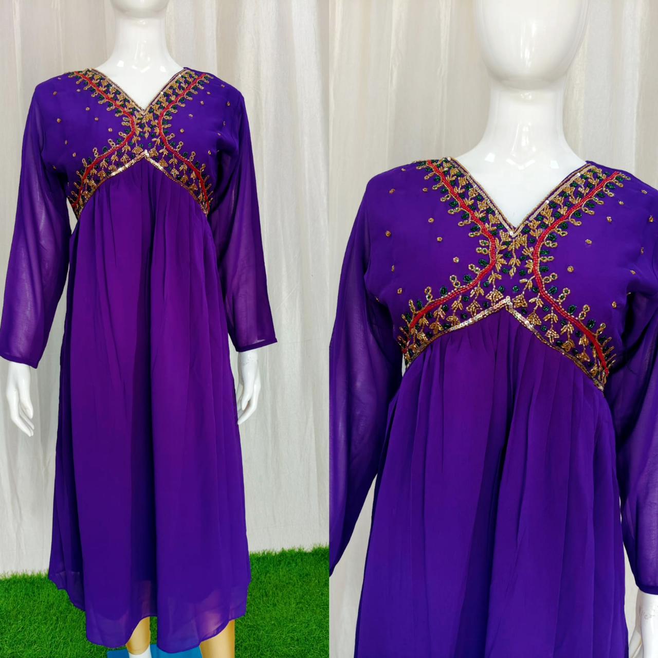 Georgette Handwork Kurti with Lining ( Non Feeding only)-024