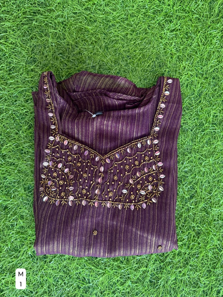 Handwork Georgette Dress with Lining ( Non Feeding only)-035