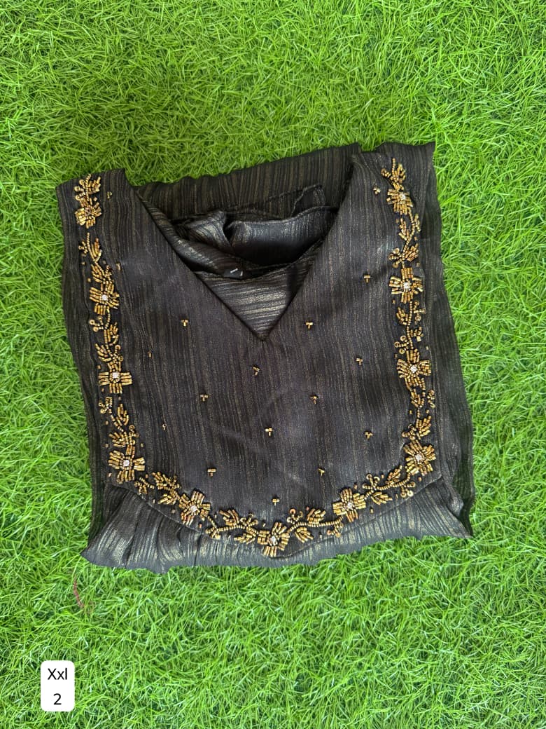 Handwork Georgette Dress with Lining ( Non Feeding only)-033