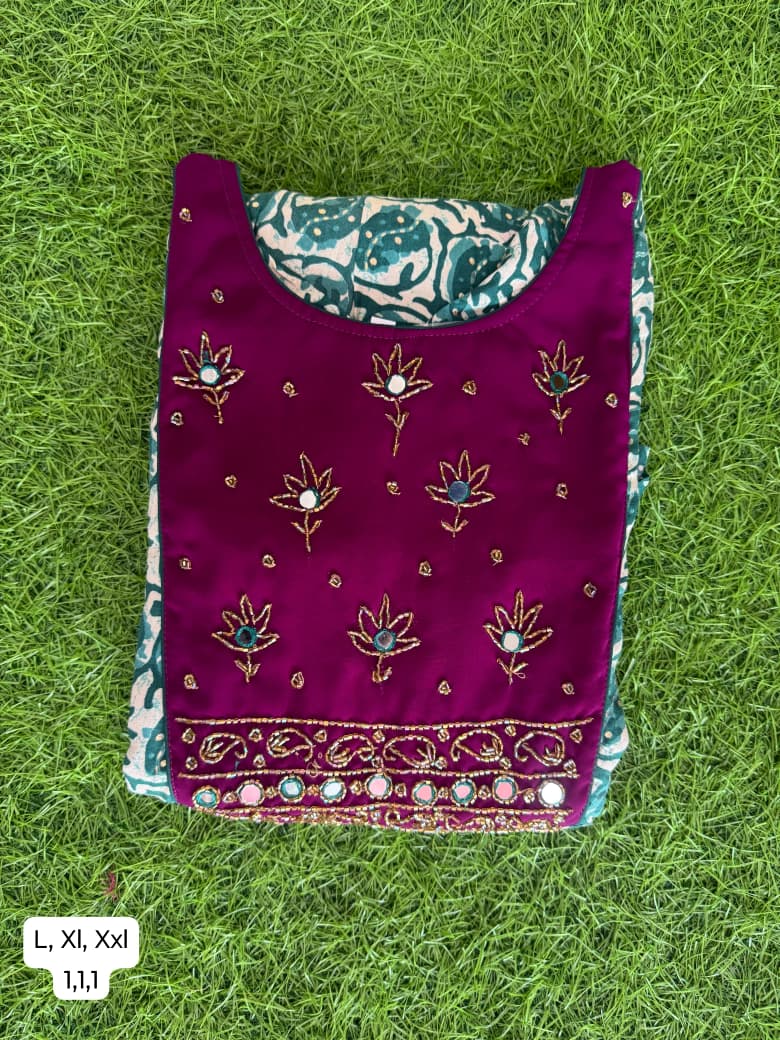 Rayon handwork Kurti with Lining ( Non Feeding only)-31