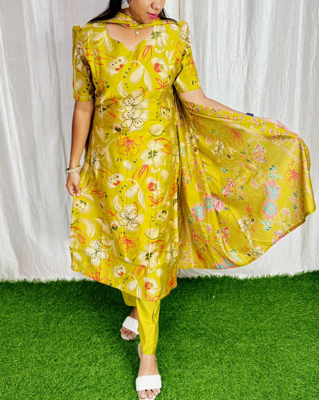 Premium Vatican Foil Printed Salwar Set-(Top,Bottom,Duppatta)- Feeding/Non Feeding FC0268