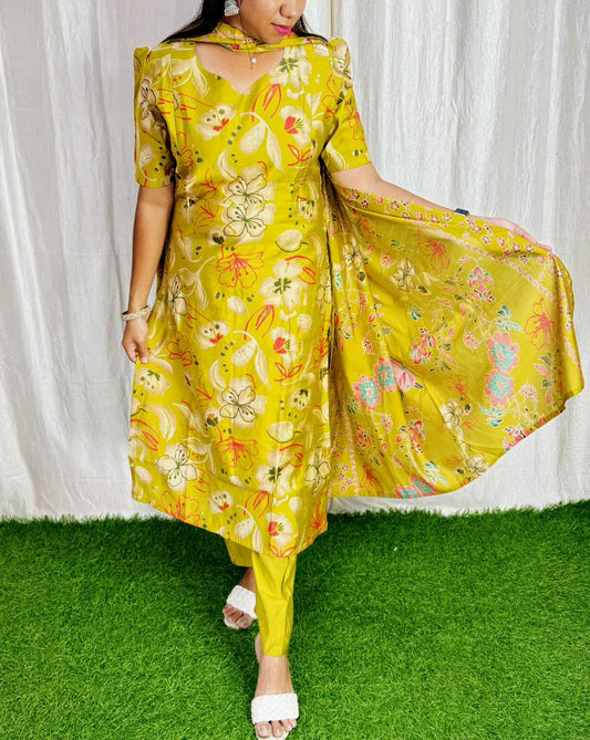 Premium Vatican Foil Printed Salwar Set-(Top,Bottom,Duppatta)- Feeding/Non Feeding FC0268