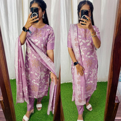 Premium Vatican Foil Printed Salwar Set-(Top,Bottom,Duppatta)- Feeding/Non Feeding FC0267