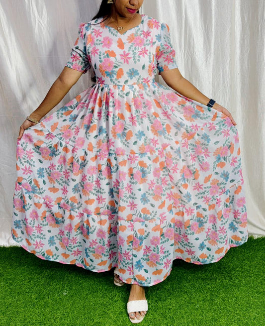 Maya Maxi-Feeding Premium Heavy quality Georgette 3-Tier Maxi (With Lining) FC0231